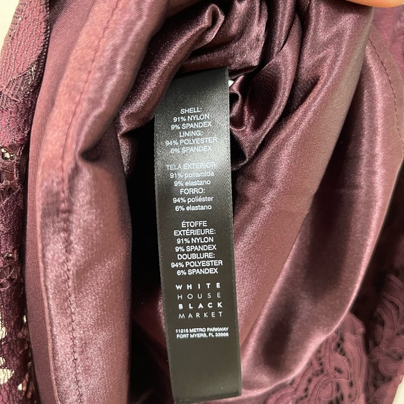 WHBM Elegant Lace Cold Shoulder Dress Burgundy Wedding Events Cocktail Sz 6 NWT - Picture 14 of 16